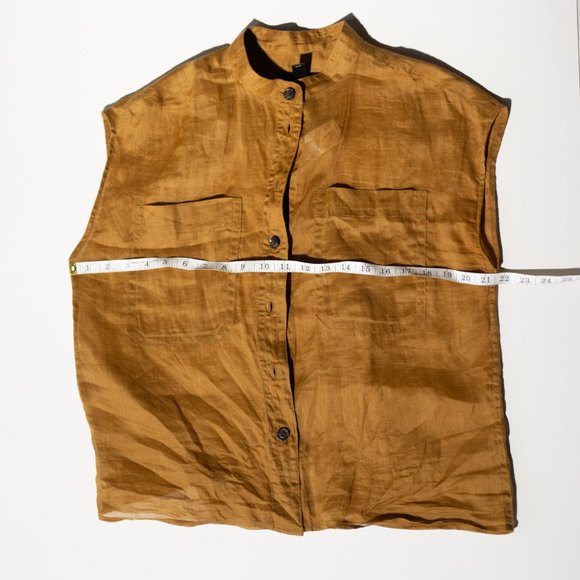 Banana Republic Ramie Utility Shirt in gold M - Picture 9 of 10
